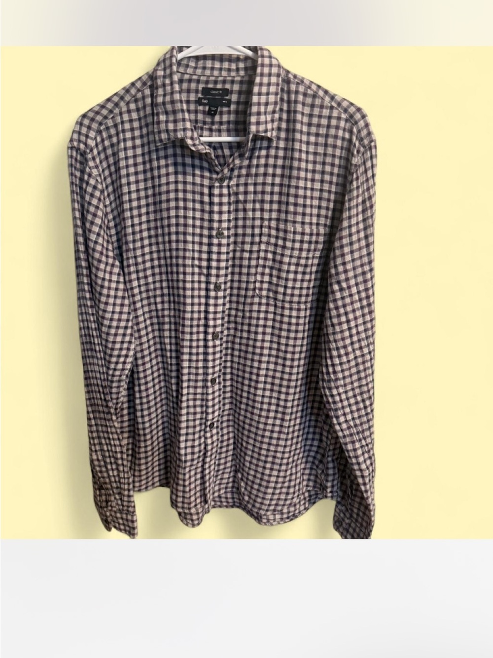 GAP Men's Button-Down Check Shirt - Brown & White